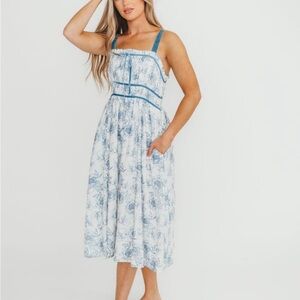 Floral Blue and White Women's Dress